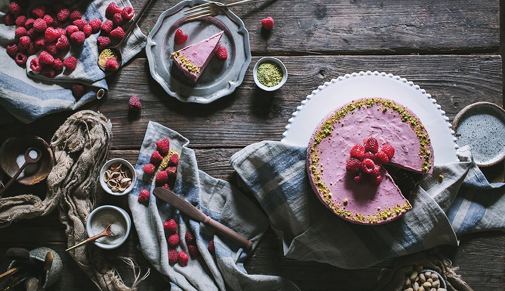 No-Bake Raspberry Pistachio Cheesecake