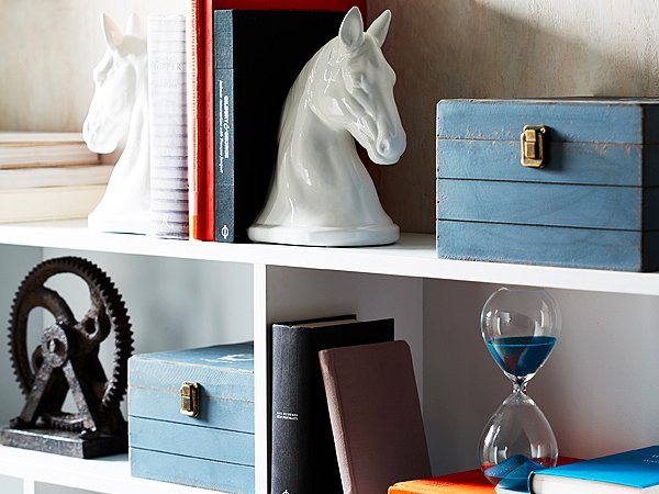 Remember that some items, like bookends, are great on their own but even better in pairs.
