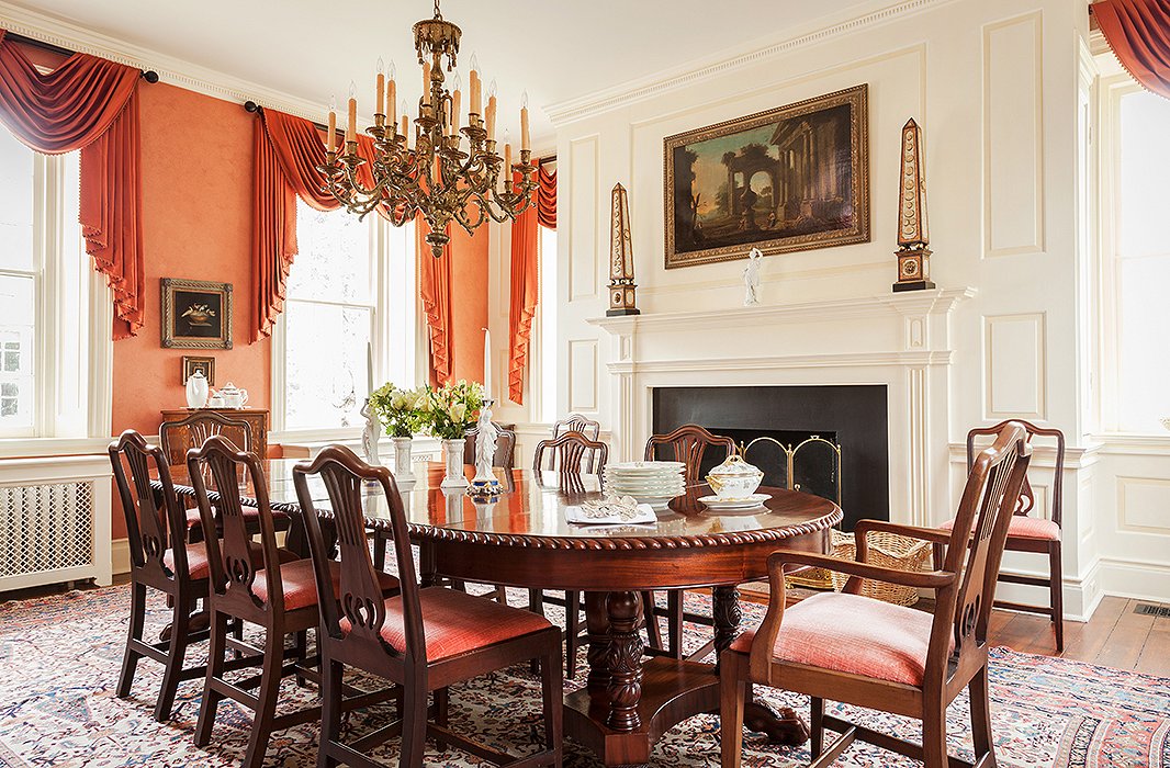 Furnished with pieces inherited from John’s grandmother’s Park Avenue apartment, the dining room is “quite formal,” Elizabeth says.
