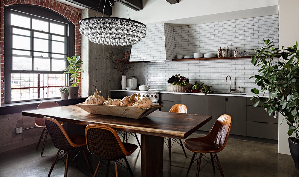 Room Crush Industrial Glam Gray Kitchen One Kings Lane