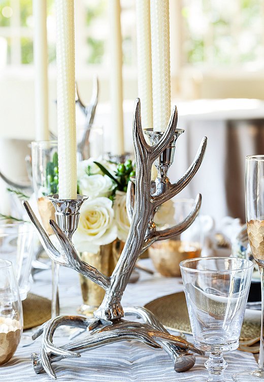 Nothing makes a meal feel like an occasion quite like a silvery candelabra and some long taper candles.

