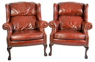 Leather Wingback Chairs Pair Wingback Chairs Chairs Living