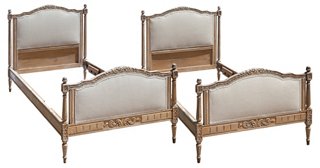 Fleur De Lex Antiques Hand Carved French Upholstered Beds Pr One Kings Lane