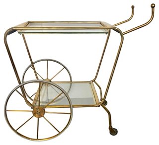 nihil novi 1960's Italian Solid Brass Bar Cart One Kings Lane