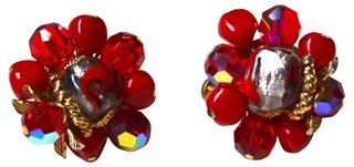 Vibrant Red Glass Vendome Earrings - Sarara Vintage Couture