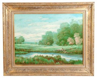 Giltwood Frame Oil Canvas Painting La Maison Supreme Top