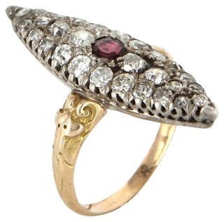 Diamond & Ruby Navette Ring - Rings - Jewelry - Gifts & Accessories ...