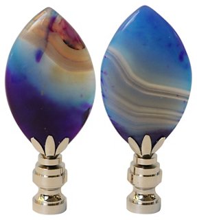 Pythagoras Place Blue Agate Lamp Finials Pair One Kings Lane