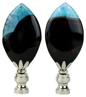 Pythagoras Place Ice Blue Agate Lamp Finials Pair One Kings Lane