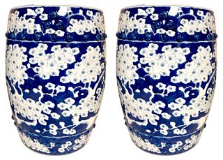 Von Meyer Ltd Blue White Chinoiserie Garden Stools One