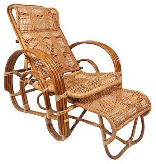 Tobe Reed Rattan Reclining Lounge Chair Ottoman One Kings Lane