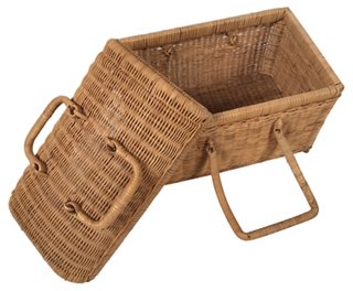 Tobe Reed Woven Wicker Rattan Picnic Basket One Kings Lane