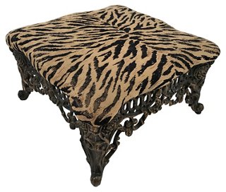Tobe Reed Animal Print Stool W Ornate Base One Kings Lane