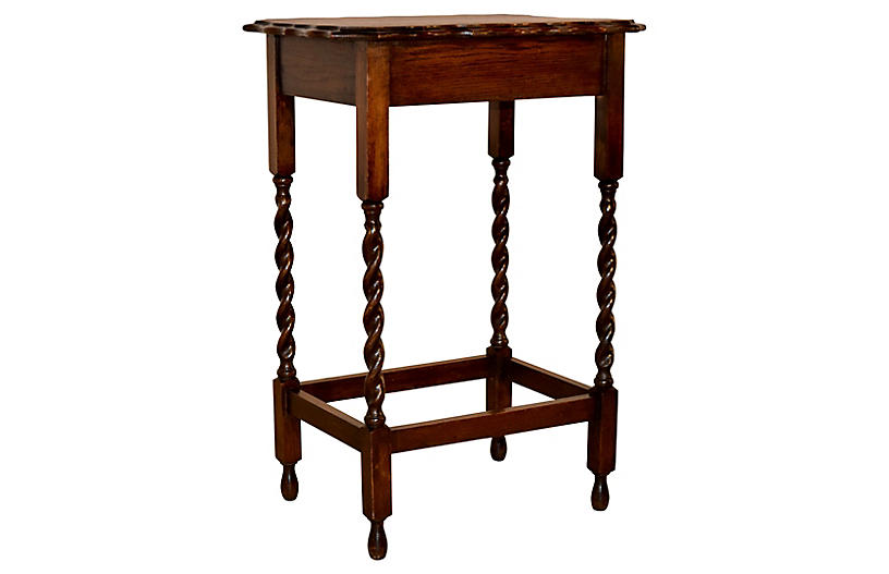 English Oak Side Table Circa 1900, Antique Oak Side Tables