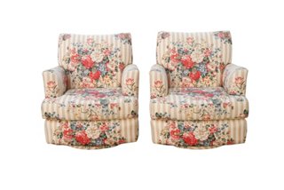 Interesting Things - Floral Swivel Glider Lounge Chairs, Pair | One Kings Lane