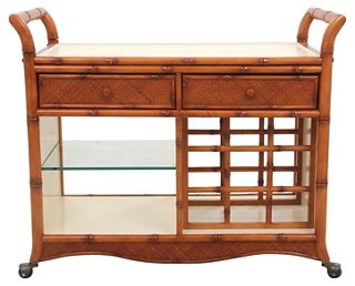 Mission Avenue Studio Faux Bamboo Carved Bar Cart One Kings Lane