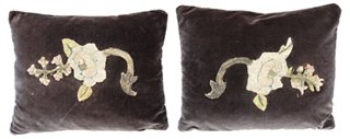Melissa Levinson Antiques Brown Velvet Pillows W Antique Applique One Kings Lane