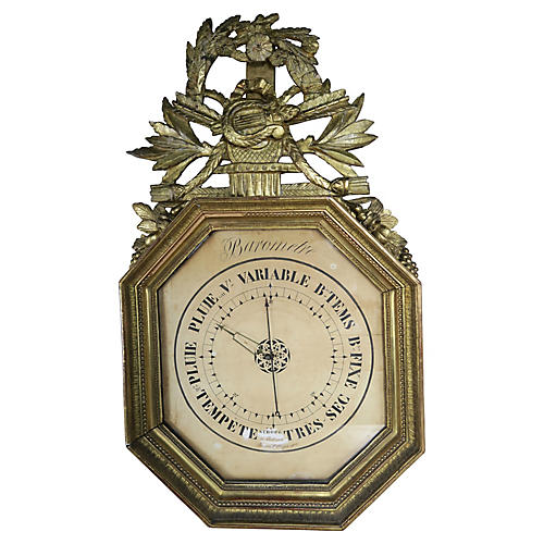 19th C. French Gilt Wood Barometer
