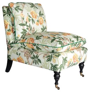 Chinoiserie Floral Slipper Chair