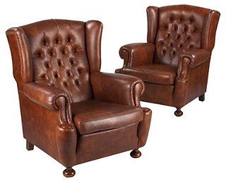 Negrel Antiques French Tufted Wingback Chairs Pair One Kings Lane