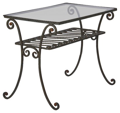 Negrel Antiques French Iron Console, Black Wrought Iron Sofa Table With Glass Top