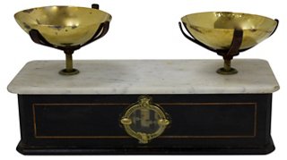 Antique French Marble & Brass Scale