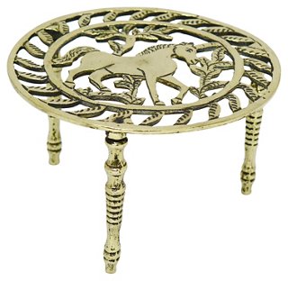 Antique English Brass Unicorn Trivet Trivets Serveware