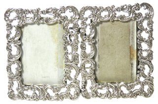 Antique Sterling Silver Picture Frame Rose Victoria Top