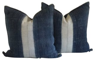 Indigo Hmong Batik Pillows, Pair
