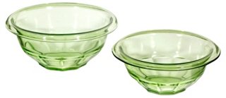2bModern 1950s Green Glass Mixing Bowls, Pair One Kings Lane
