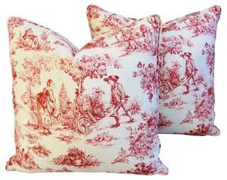 Mike Seratt Of The Prized Pig French Country Toile Pillows Pair
