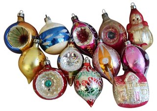 Mike Seratt Of The Prized Pig 1960s Christmas Ornaments W Box S