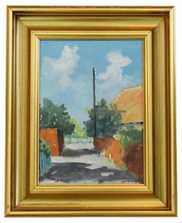 Mike Seratt Of The Prized Pig Danish Village Landscape Oil