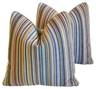 Mike Seratt Of The Prized Pig Maharam Multi Striped Velvet Pillows Pr One Kings Lane