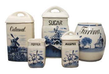 Blue White Canisters One Kings Lane