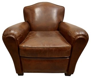 French-Style Tobacco Leather Club Chair