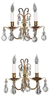 French Bronze Sconces, Pair