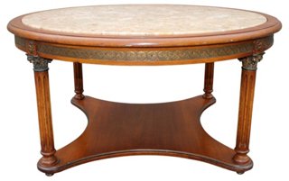 1960s Neoclassic Marble Top Coffee Table