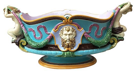 This majolica jardiniere from Mintons’ Renaissance collection is a study in maximalism.
