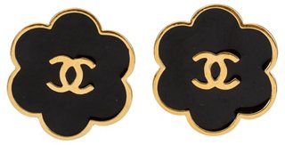 Vintage Lux - Chanel Black Enamel Logo Earrings | One Kings Lane