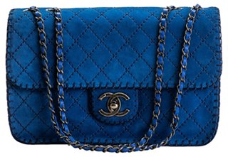 blue suede chanel bag