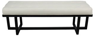 Mid Century Modern Linen Bench Vintage Bella Top Vintage