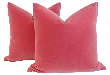 Rose Velvet Pillows, Pair
