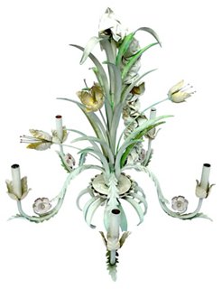 Vermilion Designs Painted Tole Floral Leaf Chandelier One