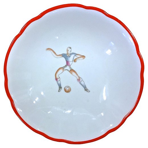 A hand-painted dish from Giò Ponti’s sporting series for Richard Ginori.
