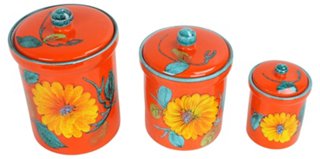Italian Kitchen Canisters Hand Painted Italian Ceramic 6
