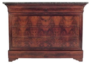 19th-C. French Mahogany Marble-Top Chest